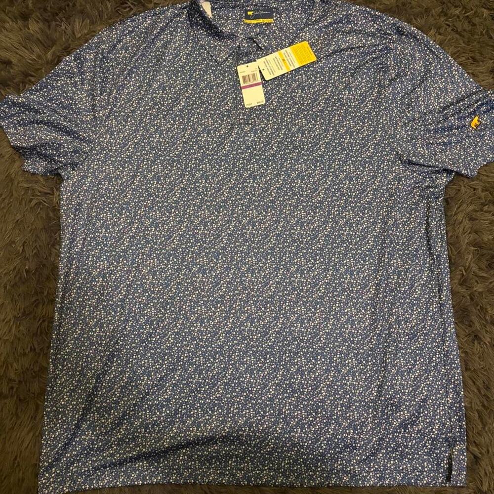 True navy blue floral polo